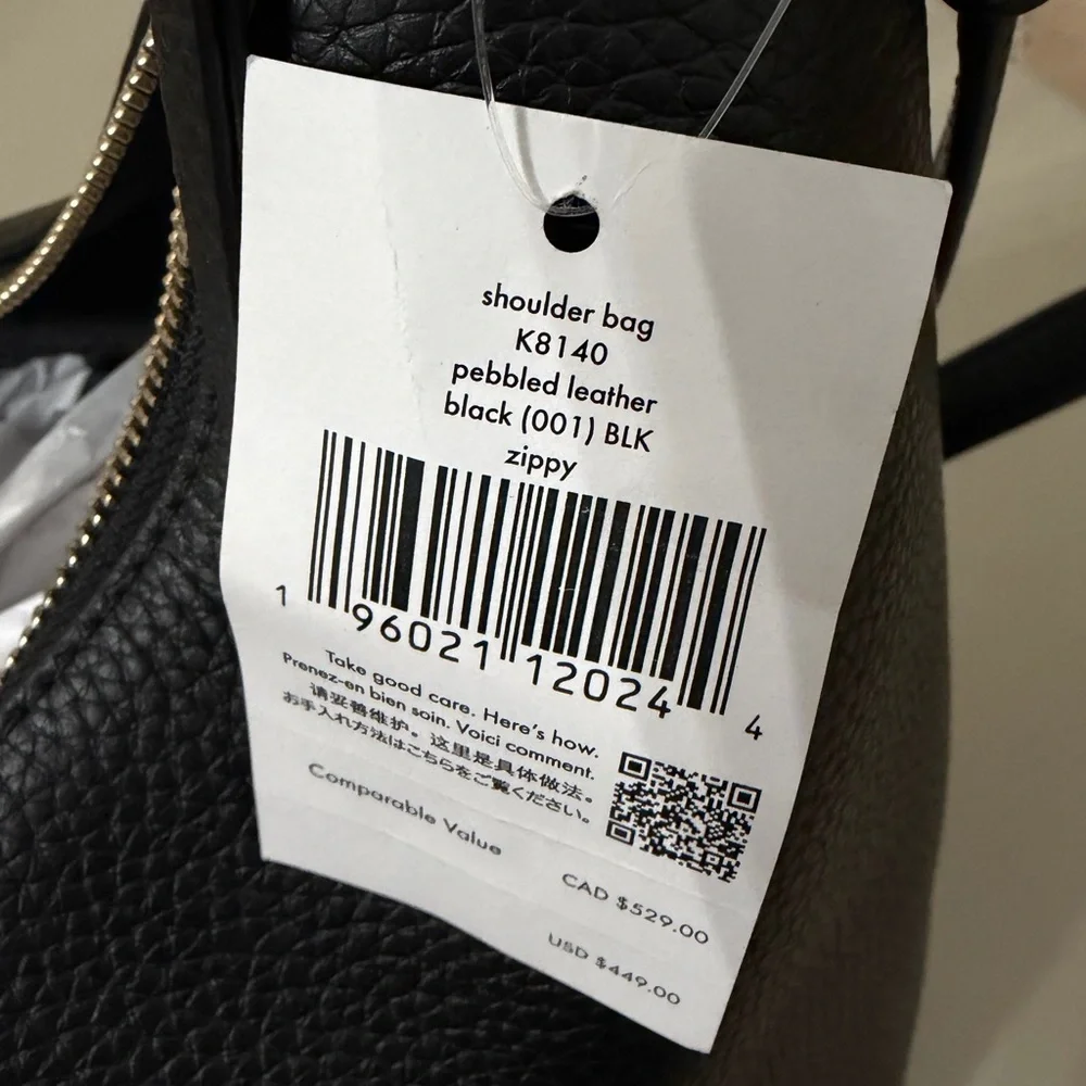 kate spade Black Pebbled Leather Hobo Shoulder Bag